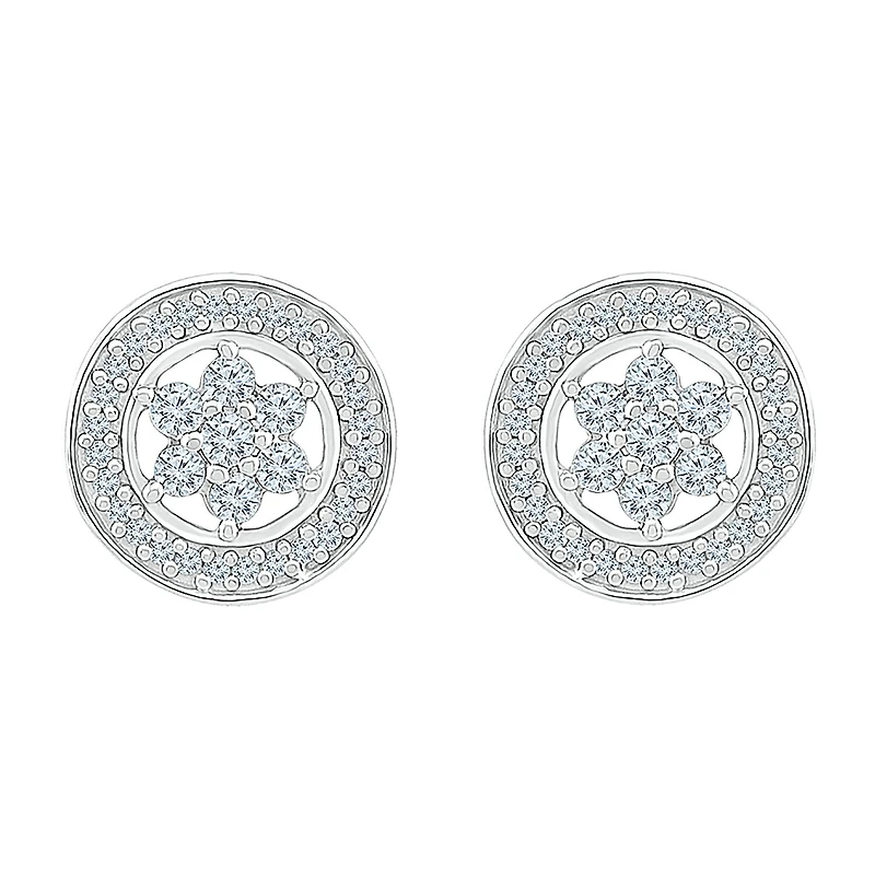 1/4 CT. T.W. Natural White Diamond 10K Gold 9mm Stud Earrings