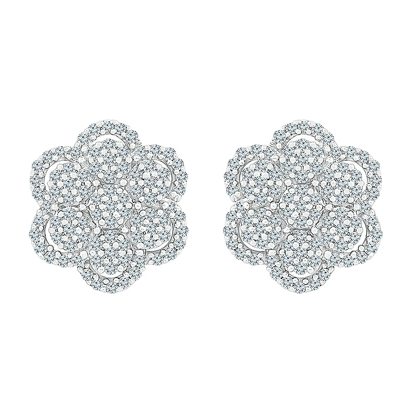 1/3 CT. T.W. Natural White Diamond 10K Gold 11.5mm Stud Earrings