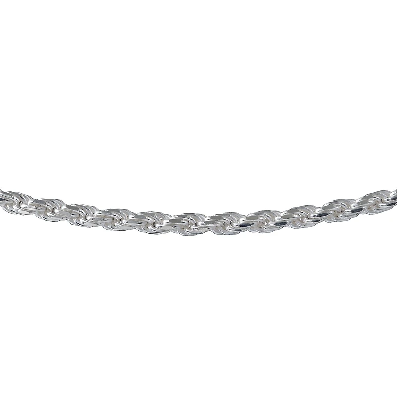 Made in Italy Unisex Adult Sterling Silver 30 Inch Rope Chain Necklace