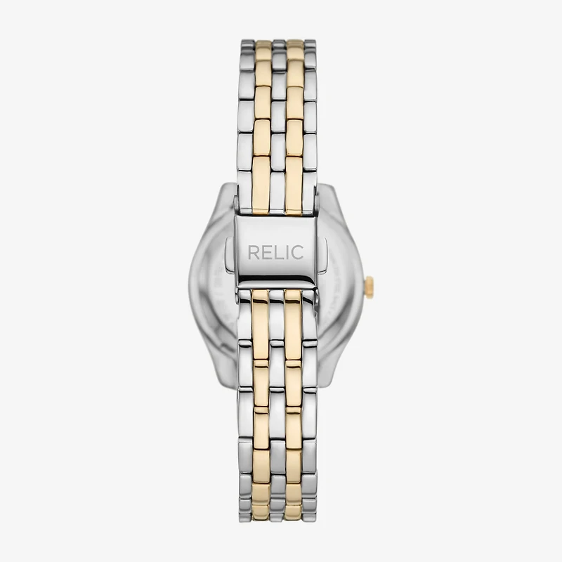 Relic By Fossil Womens Crystal Accent Two Tone Bracelet Watch Zr12656