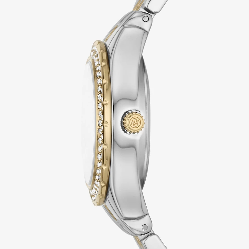 Relic By Fossil Womens Crystal Accent Two Tone Bracelet Watch Zr12656