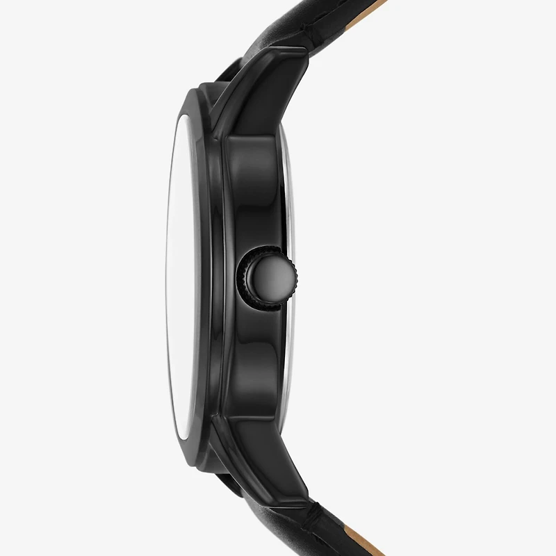 Relic By Fossil Mens Multi-Function Black Leather Strap Watch Zr15999