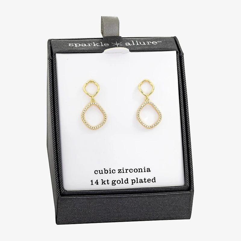 Sparkle Allure Womens Cubic Zirconia 14K Gold Over Brass Oblong Drop Earrings
