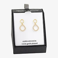 Sparkle Allure Womens Cubic Zirconia 14K Gold Over Brass Oblong Drop Earrings