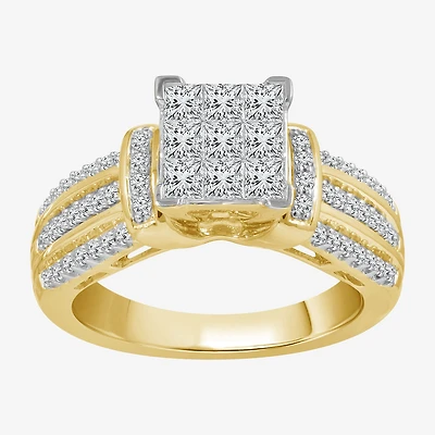 1 CT.T.W. Natural Diamond Side Stone Engagement Ring in 10K or 14K Gold