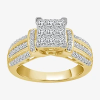 1 CT.T.W. Natural Diamond Side Stone Engagement Ring in 10K or 14K Gold