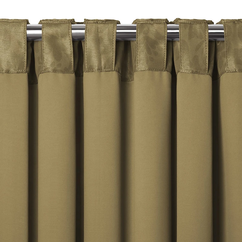 Threadmade Antonia Floral Damask Back Tab Embellished Blackout Single Curtain Panel