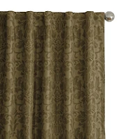 Threadmade Antonia Floral Damask Back Tab Embellished Blackout Single Curtain Panel