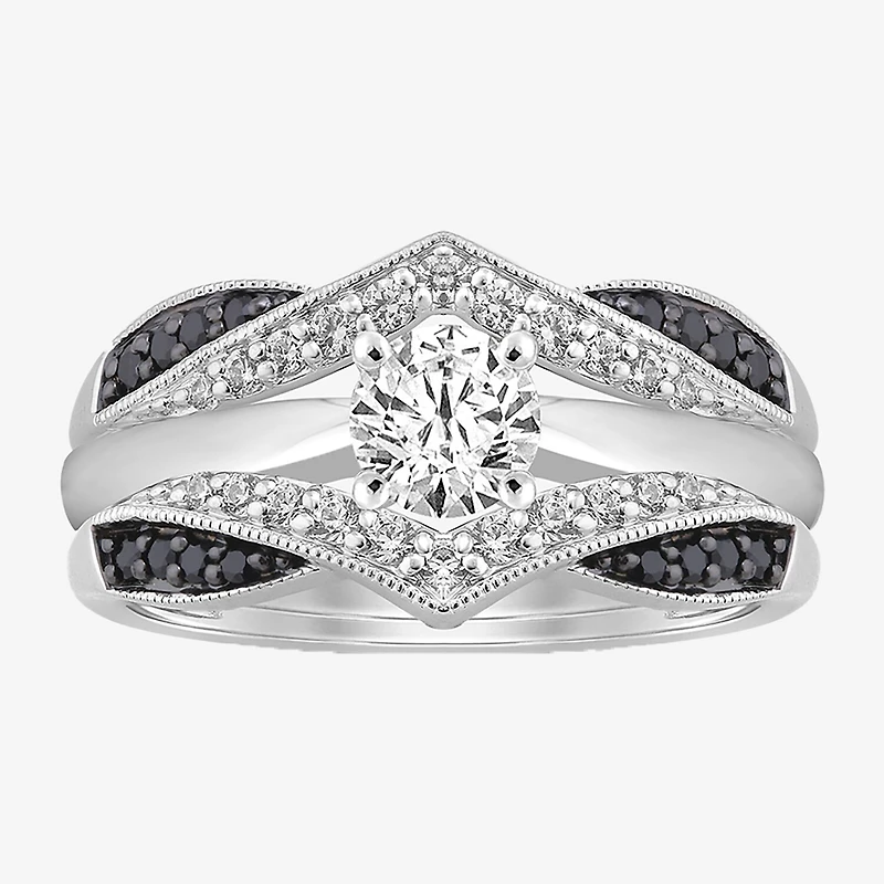 Midnight Black Womens 1/3 CT. T.W. Natural Diamond 14K Gold Ring Guard