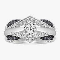 Midnight Black Womens 1/3 CT. T.W. Natural Diamond 14K Gold Ring Guard