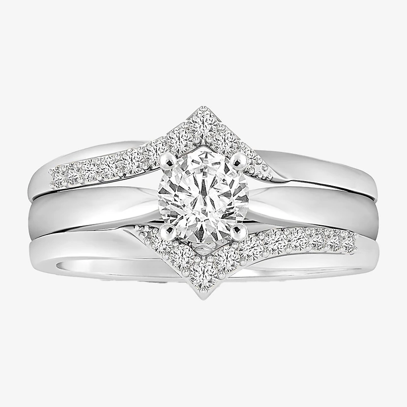 Womens 1/5 CT. Natural White Diamond 14K Gold Wedding Ring Guard