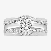 Womens 1/3 CT. T.W. Natural White Diamond 14K Gold Wedding Ring Guard