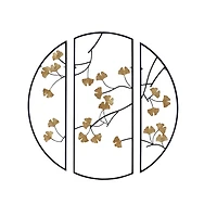 Madison Park Golden Gingko Leaves 3-pc. Floral Metal Wall Art