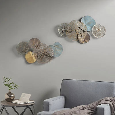 Madison Park Lenzie Lily Pad Leaves Metal 2-pc. Wall Art Set