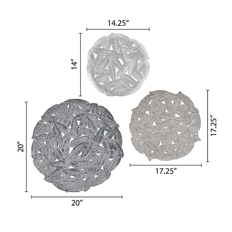 Madison Park Rosalie Textured Feather Metal Disc 3-pc. Wall Art Set