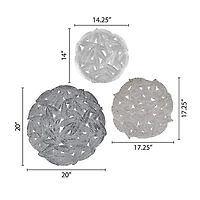 Madison Park Rosalie Textured Feather Metal Disc 3-pc. Wall Art Set
