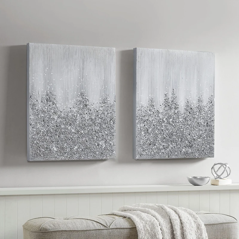 Madison Park Glimmer Heavily Embellished 2pc Set Canvas Art