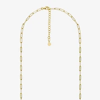 Paris 1901 By Charles Garnier Womens White Cubic Zirconia 18K Gold Over Silver Circle Paperclip 18 Inch Pendant Necklace