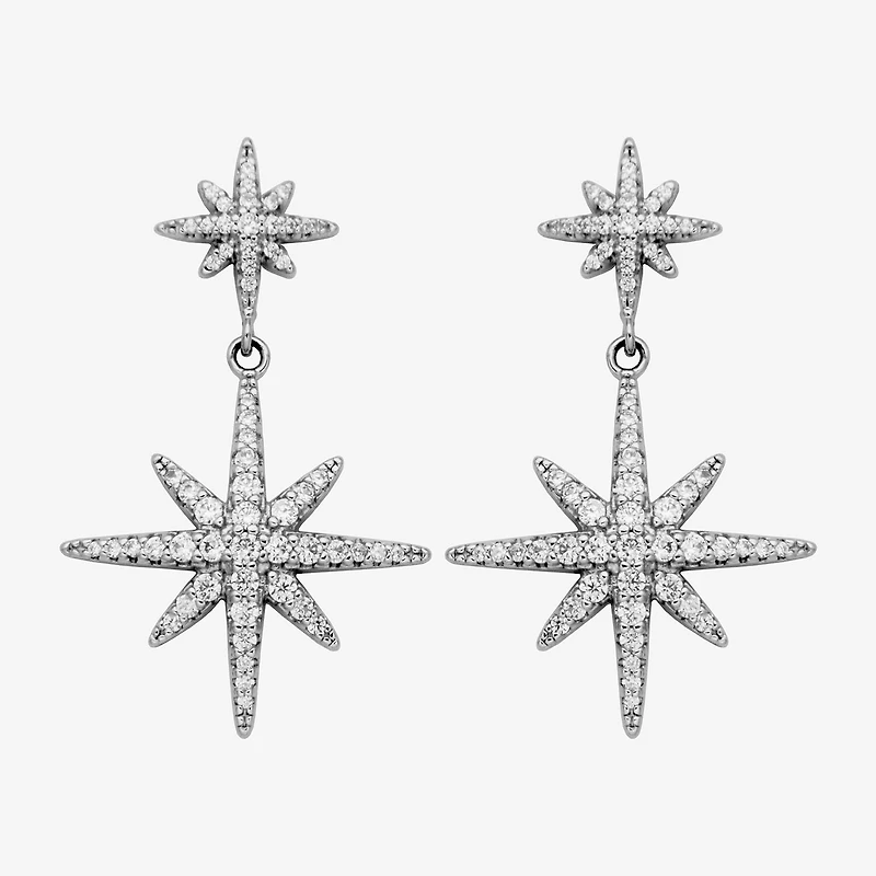 Paris 1901 By Charles Garnier North Star Womens Cubic Zirconia Sterling Silver Star Drop Earrings