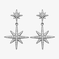 Paris 1901 By Charles Garnier North Star Womens Cubic Zirconia Sterling Silver Star Drop Earrings