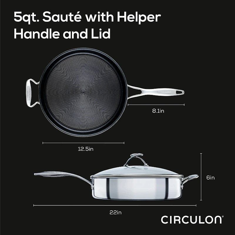 Circulon Steelshield Stainless Steel 5-qt. Saute Pan