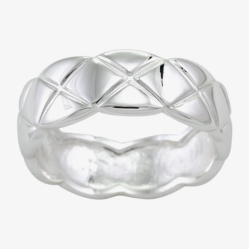 Sparkle Allure Textured Womens 7MM Cubic Zirconia Pure Silver Over Brass Band