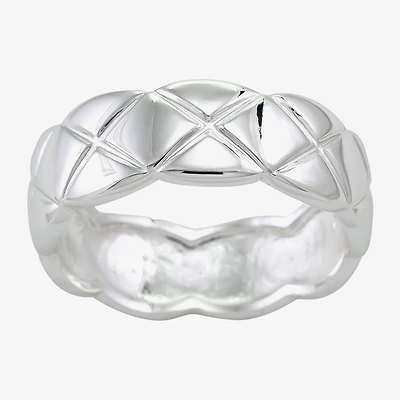 Sparkle Allure Textured Womens 7MM Cubic Zirconia Pure Silver Over Brass Band