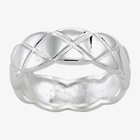 Sparkle Allure Textured Womens 7MM Cubic Zirconia Pure Silver Over Brass Band