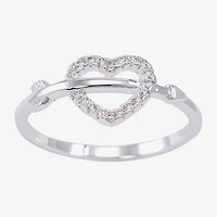 Sparkle Allure Womens Cubic Zirconia Pure Silver Over Brass Arrow Heart Delicate Band