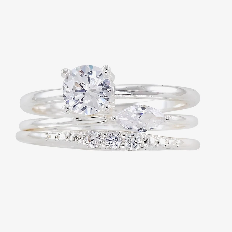 Sparkle Allure Delicate Womens Cubic Zirconia Pure Silver Over Brass Bridal Set