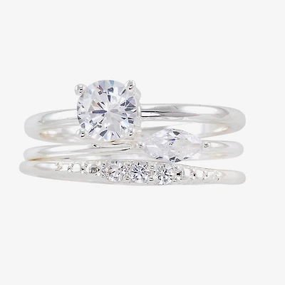 Sparkle Allure Delicate Womens Cubic Zirconia Pure Silver Over Brass Bridal Set