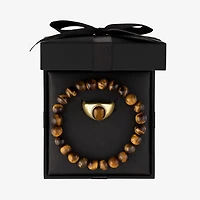 Mens Brown Tiger's Eye 14K Gold Over Silver 2-pc. Jewelry Set