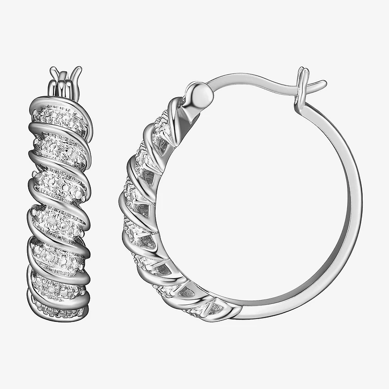 Sparkle Allure Diamond Accent Silver Over Brass Curved Hoop Earrings