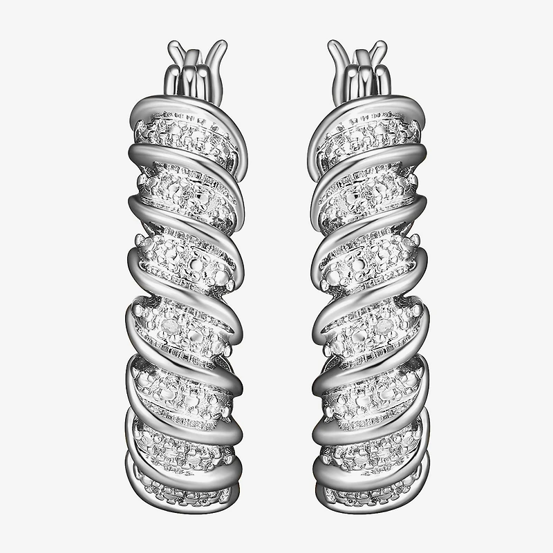 Sparkle Allure Diamond Accent Silver Over Brass Curved Hoop Earrings