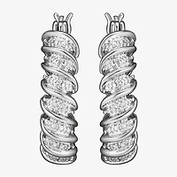 Sparkle Allure Diamond Accent Silver Over Brass Curved Hoop Earrings