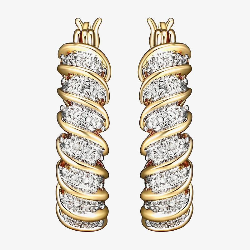 Sparkle Allure Diamond Accent 18K Gold Over Brass Curved Hoop Earrings