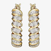 Sparkle Allure Diamond Accent 18K Gold Over Brass Curved Hoop Earrings