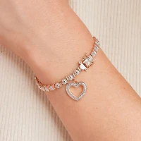 Sparkle Allure Womens Natural Diamond Accent Heart 7.25 Inch Tennis Bracelet