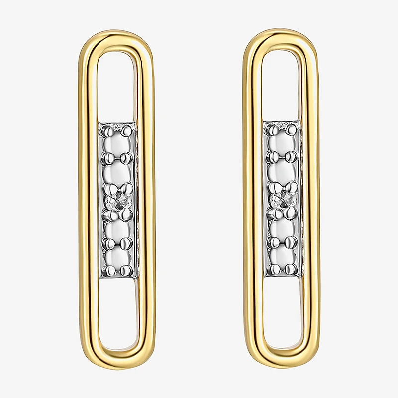 Sparkle Allure White Diamond Accent 12.9mm Bar Stud Earrings