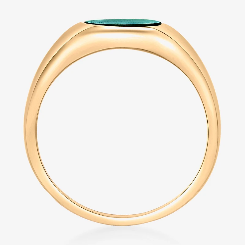 Womens Genuine Green Malachite Sterling Silver Round Cocktail Ring