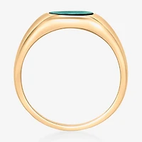 Womens Genuine Green Malachite Sterling Silver Round Cocktail Ring