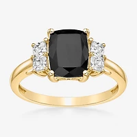 Womens Genuine Black Onyx 10K Gold Cushion Cocktail Ring