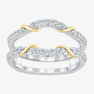 Womens 1/2 CT. T.W. Lab Grown White Diamond 10K Two Tone Gold Ring Guard