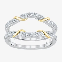 Womens 1/2 CT. T.W. Lab Grown White Diamond 10K Two Tone Gold Ring Guard