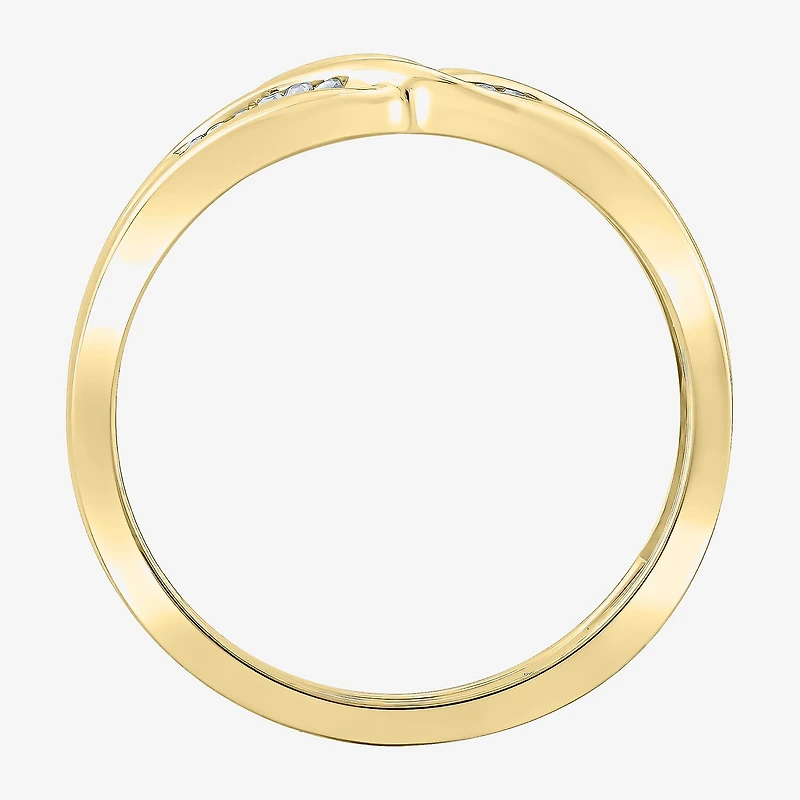 Womens 1/6 CT. T.W. White Diamond 10K Gold Wedding Ring Guard