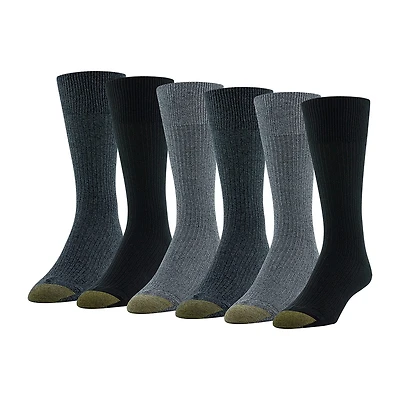 Gold Toe Stanton Mens 6 Pair Big and Tall Crew Socks