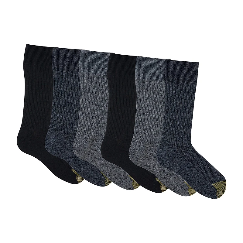 Gold Toe Stanton Mens 6 Pair Big and Tall Crew Socks