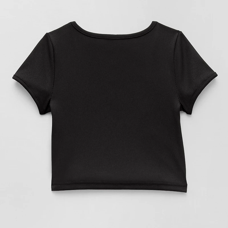 Xersion Ribbed Little & Big Kid Girls Scoop Neck Short Sleeve Active T-Shirt