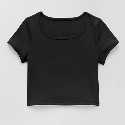 Xersion Ribbed Little & Big Kid Girls Scoop Neck Short Sleeve Active T-Shirt