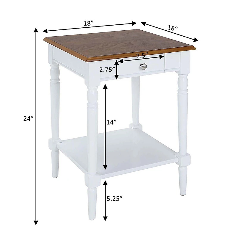 French Country 1 Drawer End Table with Shelf